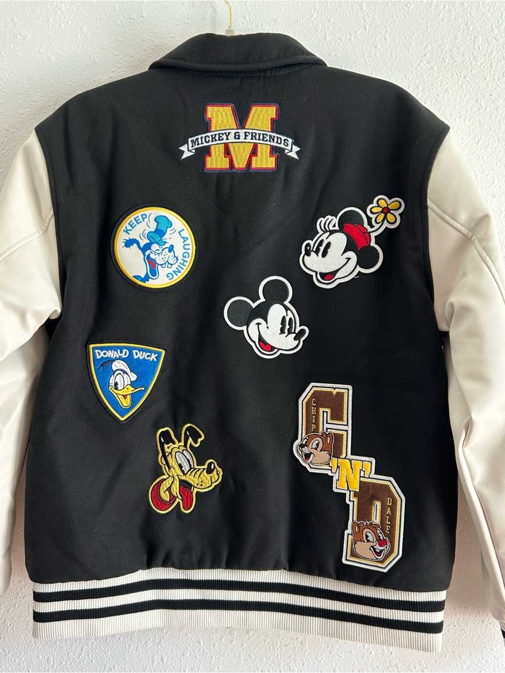Disney Mickey Mouse Black Varsity Letterman Jacket Unisex Men’s M Women’s L - Picture 6 of 11